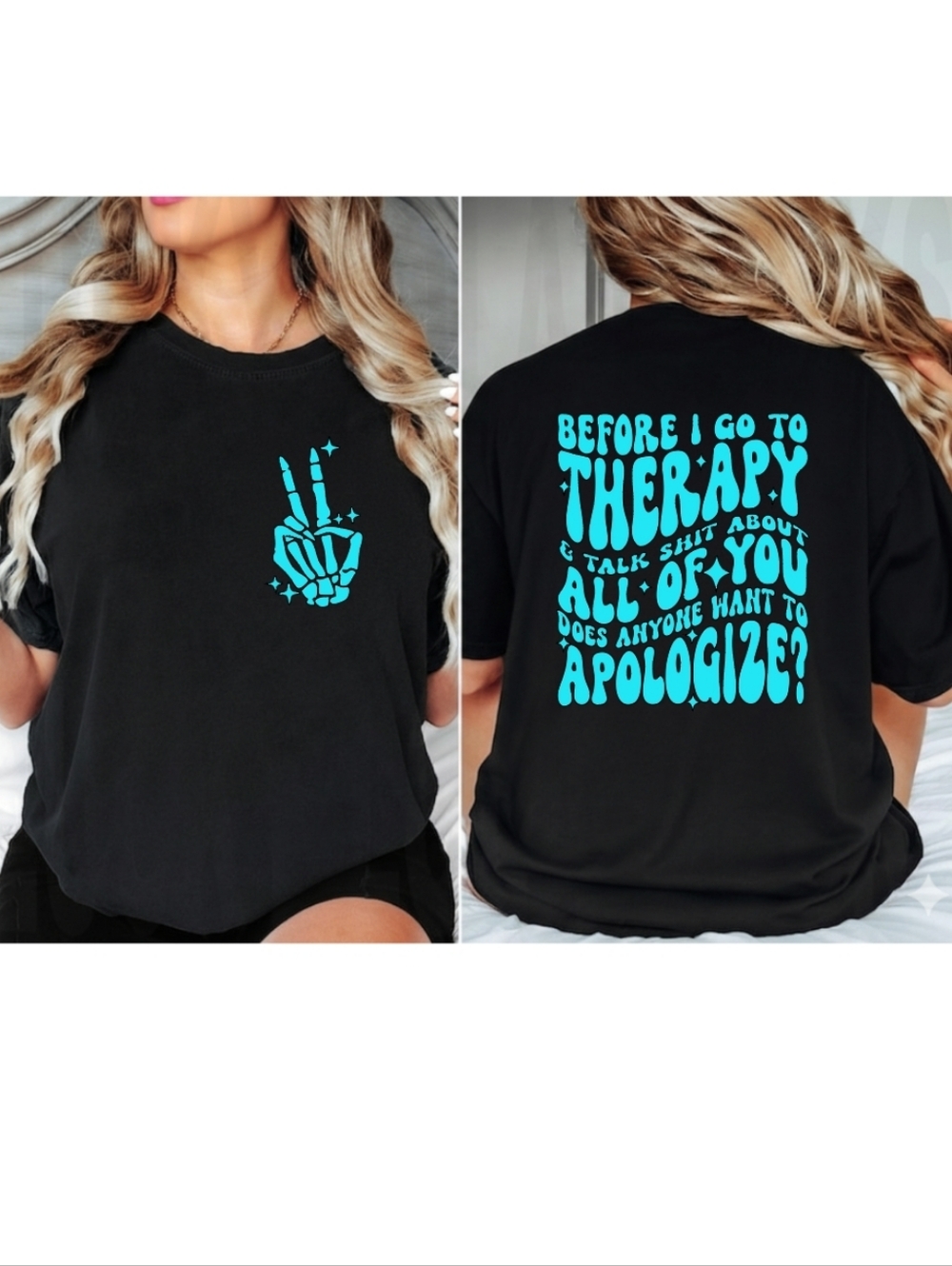 Funny shirt Before I go To Therapy black And Blue Short Sleeve Tshirt retro